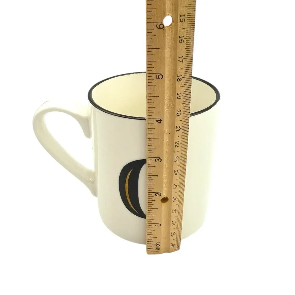 Threshold Monogram Initial Black Gold C Coffee Mug 16 oz Initial White Cup EUC - Picture 6 of 6